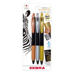 ZEBRA - Bolígrafos Fino 0.5mm Sarasaclip Color Metalizado 3 Ud