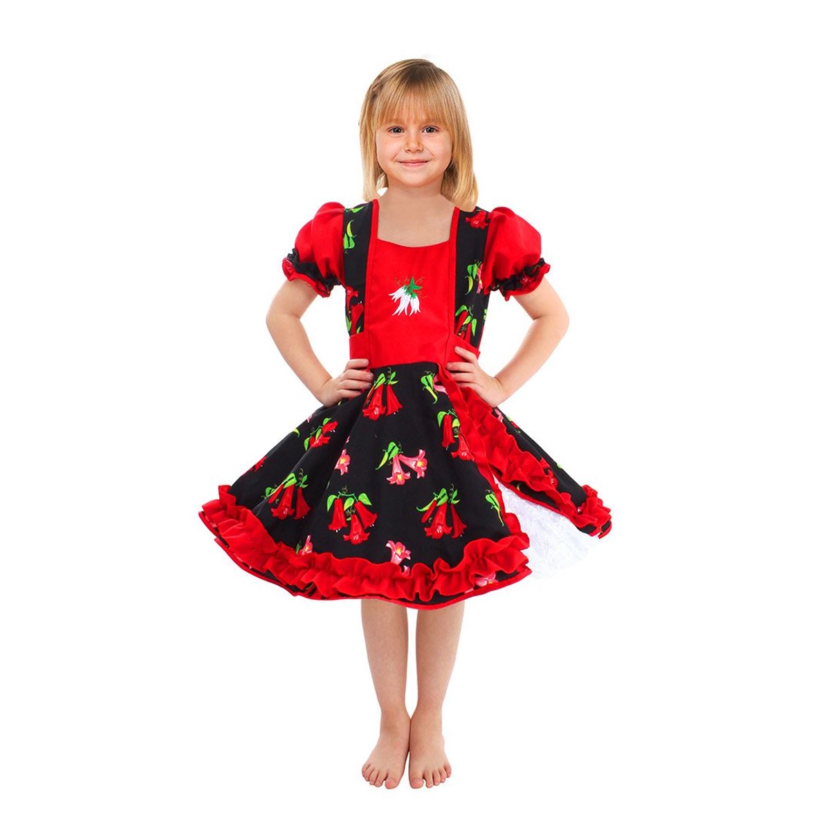 GENERICO - VESTIDO HUASA CHINITA COPIHUE ROJONEGRO 5-6