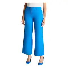 LORENZO DI PONTTI - Pantalón Formal Palazzo Con Botón Oculto Celeste