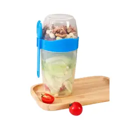 GENERICO - PACK 4 Vaso Ensaladera con tapas y tenedor