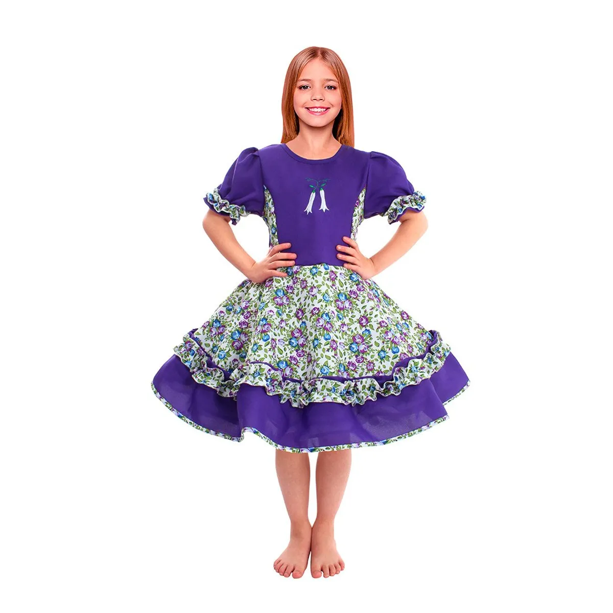 GENERICO - VESTIDO HUASA CHINITA FLOREADO LILA 7-9