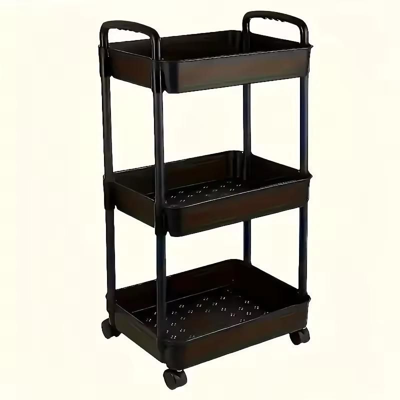 GENERICO - Carrito organizador multiuso Metal 3 Niveles Estante  Negro