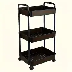 GENERICO - Carrito organizador multiuso Metal 3 Niveles Estante Negro
