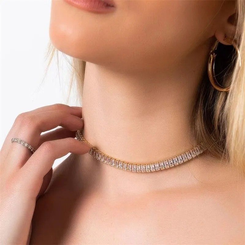 VANE COLLECTION - Cadena collar mujer gargantilla chocker fantasia circón baño oro
