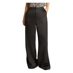 ACUARELA - Pantalón Palazzo Con Pretina Negro