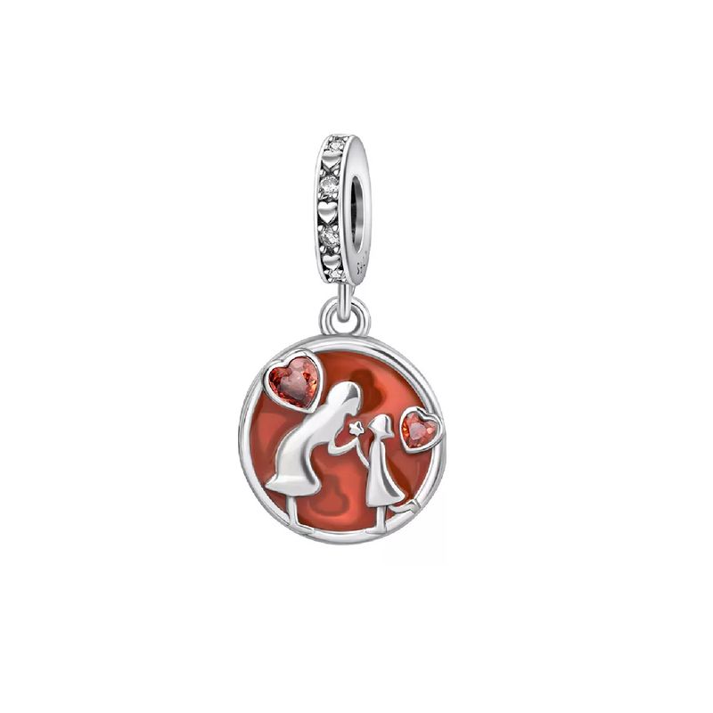 SILVER HEART - Charm Amor Mamá Hija y Corazones en Plata Fina 925 SILVER HEART