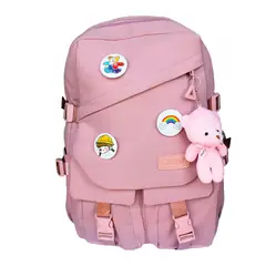 GENERICO - Mochila Rosada Bolso Escolar Juvenil Para Niñas Rosa