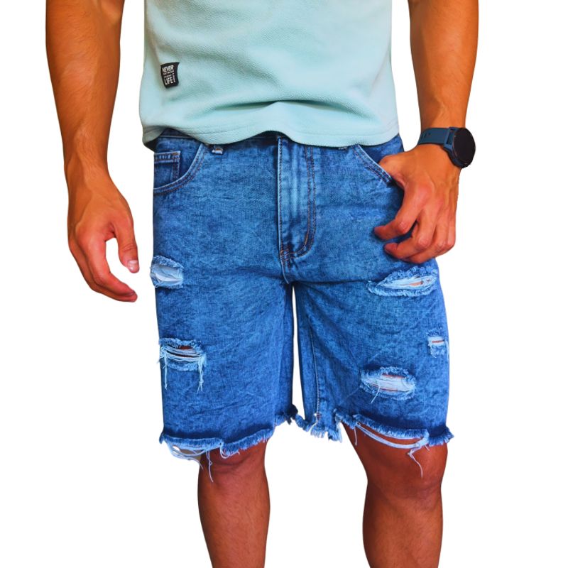 D'JOE - Short Jeans Hombre Super Destroyed