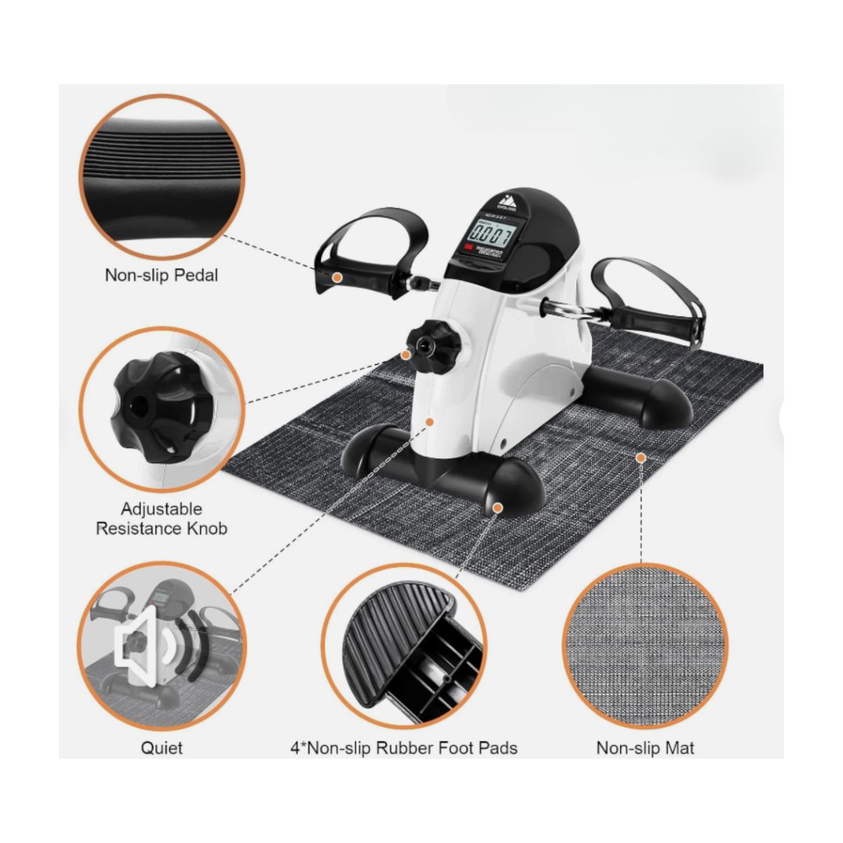 GENERICO - Mini Bicicleta Estática Pedalera Con Pantalla Lcd Spinning Blanco