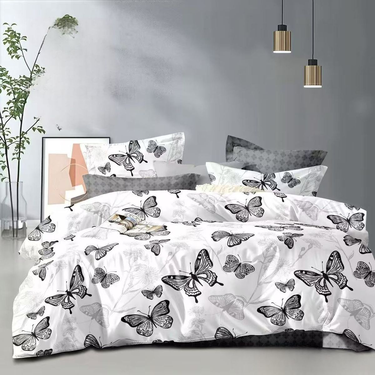 GENERICO - Quilt de Verano 2 plazas Color Blanco con Mariposas TFCC601