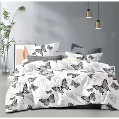 GENERICO - Quilt de Verano 2 plazas Color Blanco con Mariposas TFCC601