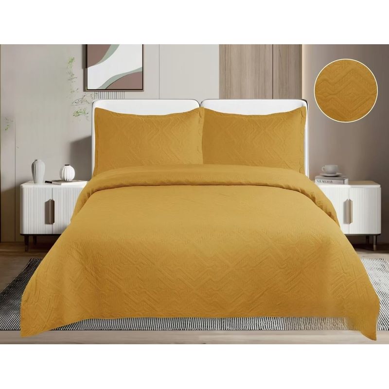 GENERICO - Quilt de Verano 2 plazas Color Mostaza TF