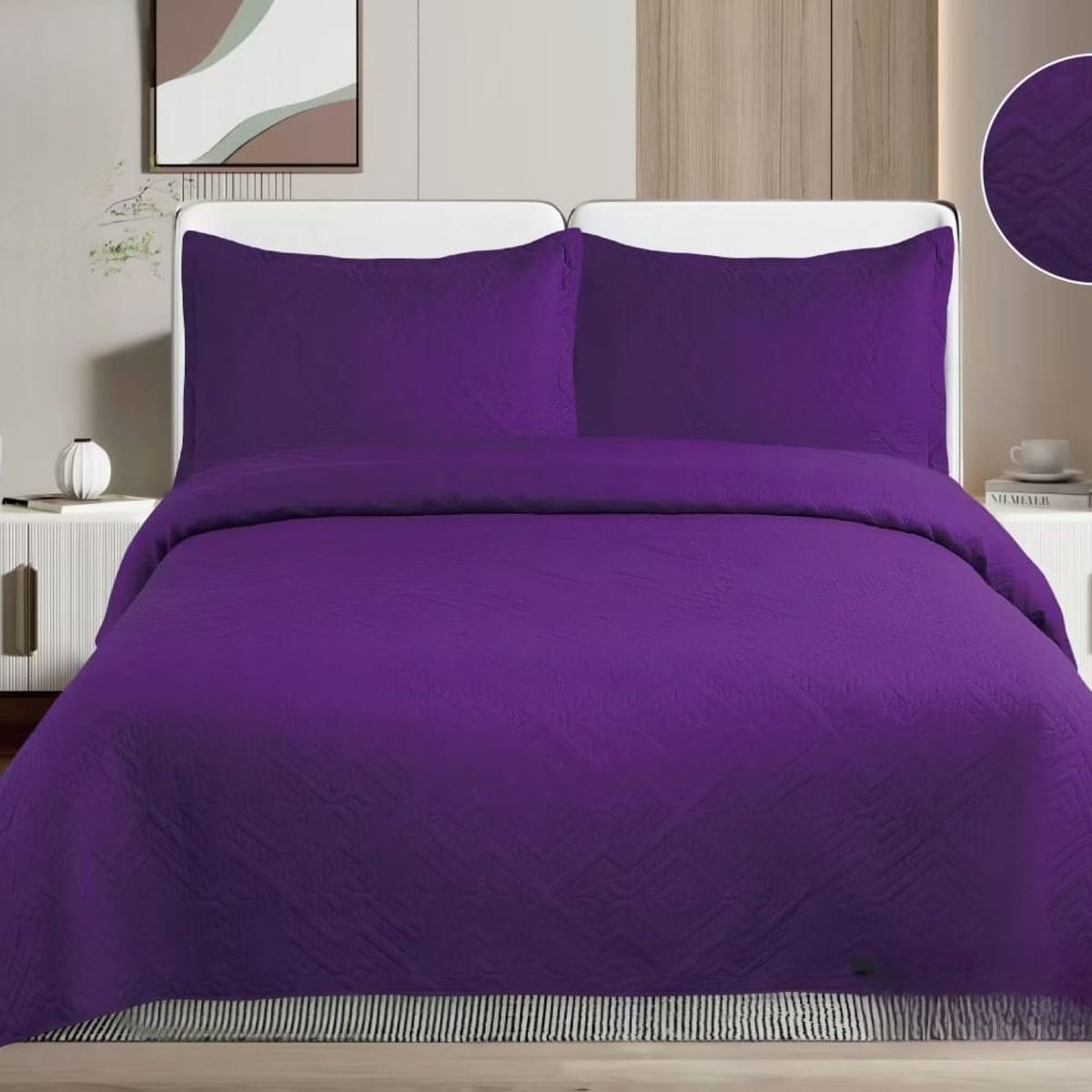 GENERICO - Quilt de Verano 2 plazas Color Morado TF