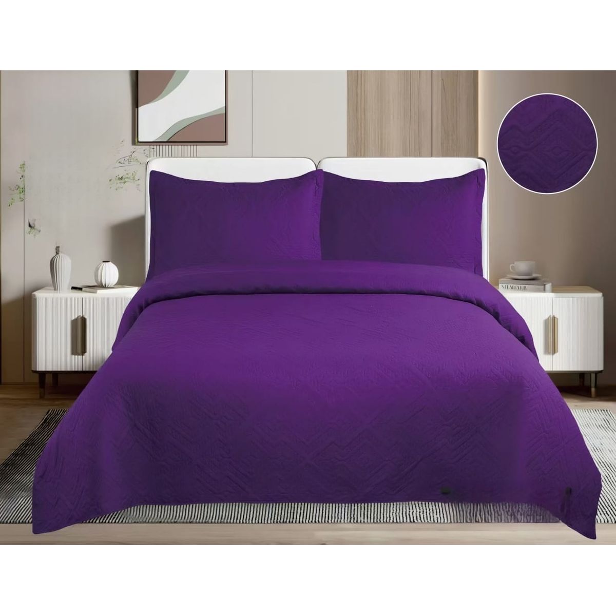 GENERICO - Quilt de Verano 2 plazas Color Morado TF
