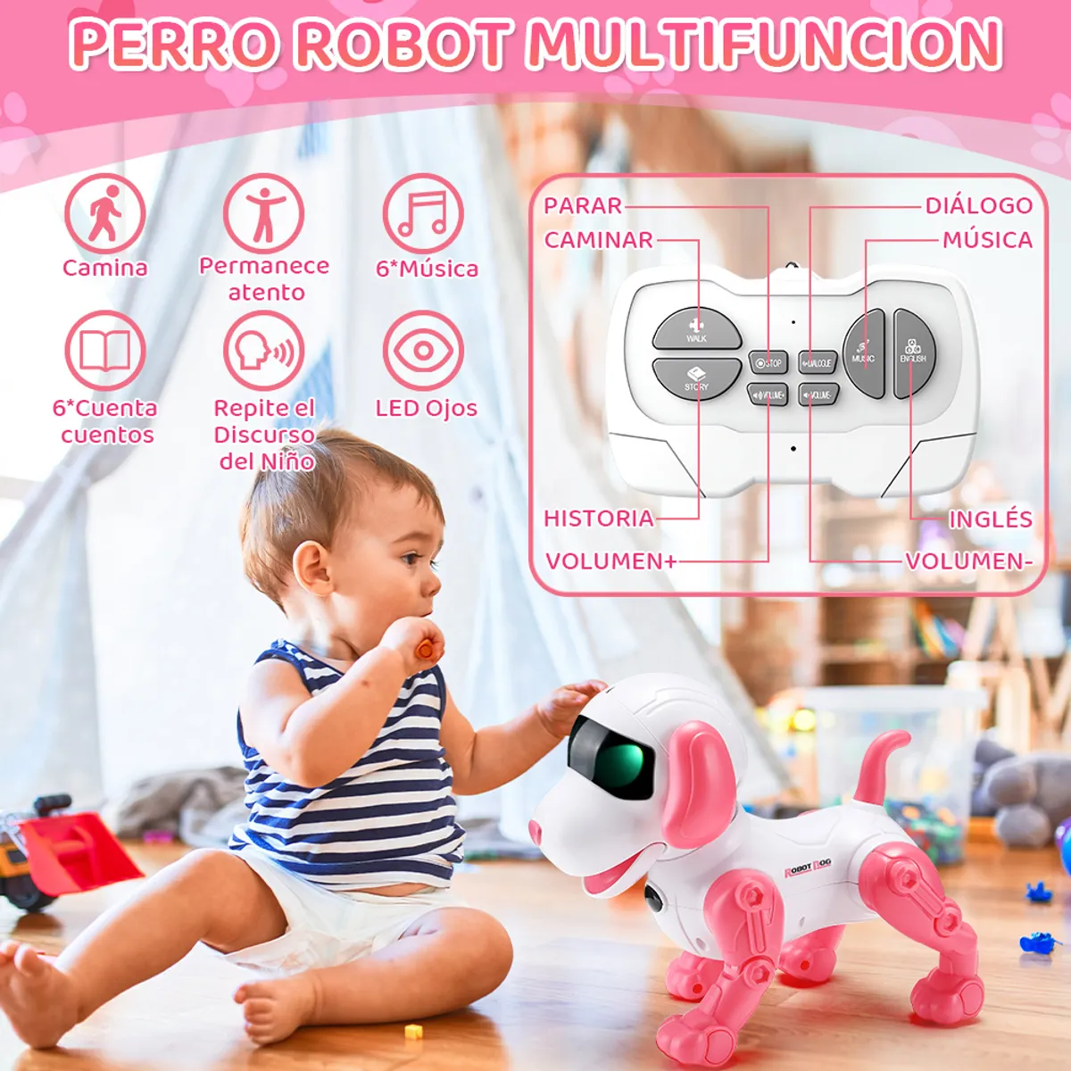 LUKOVEE - Perro Robot Control Remoto Juguete Interactivo Baila