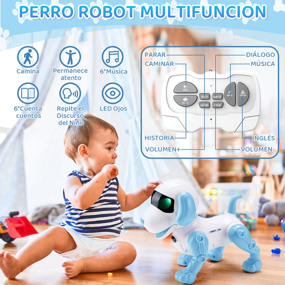 LUKOVEE - Perro Robot Control Remoto Juguete Interactivo Baila