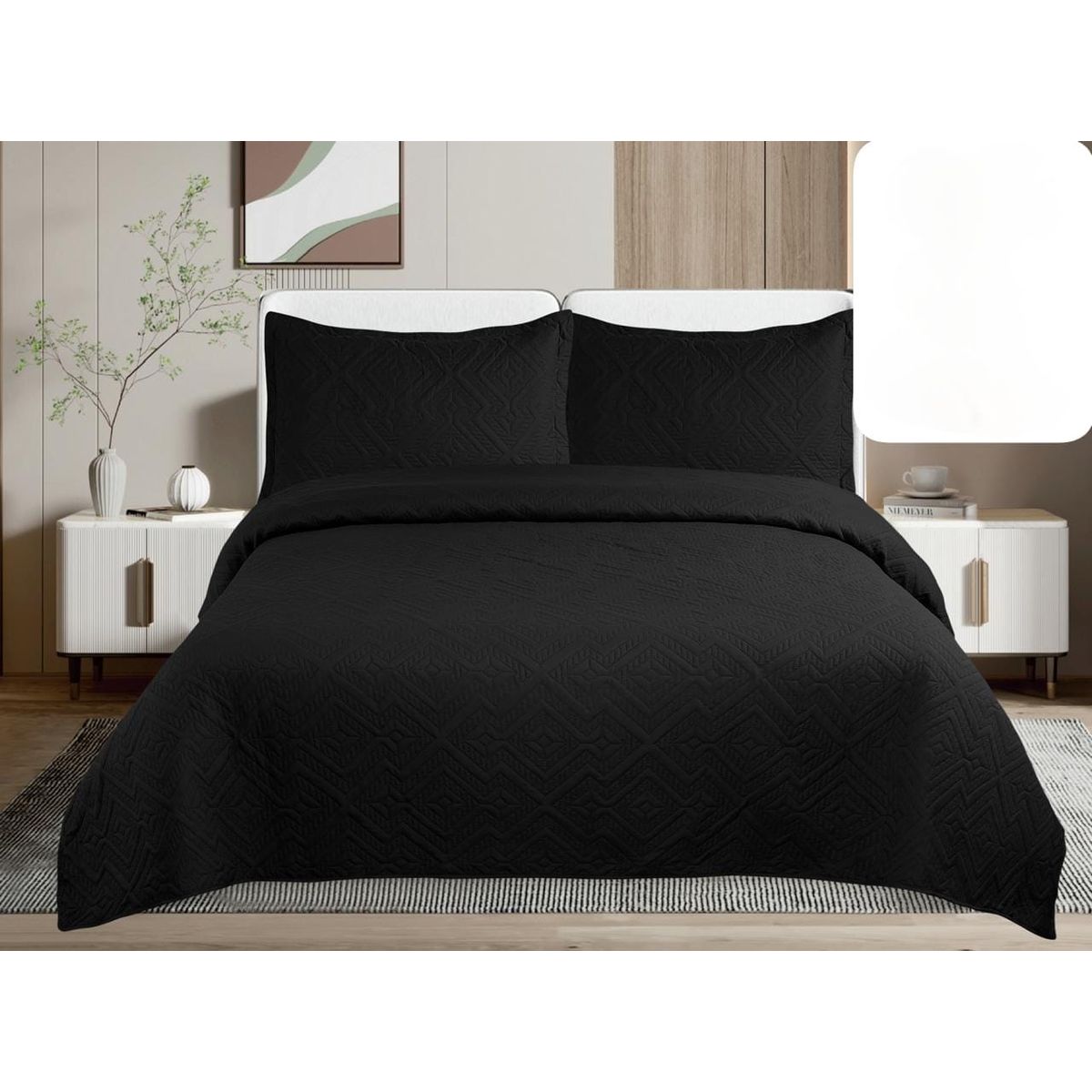 GENERICO - Quilt de Verano 2 plazas Color Negro TF