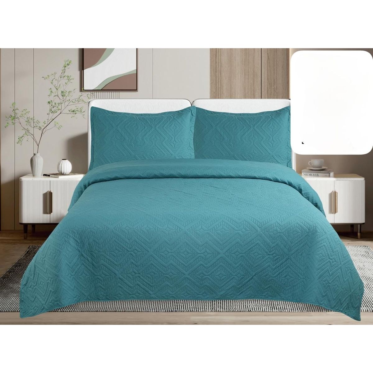 GENERICO - Quilt de Verano 2 plazas Color Turquesa TF