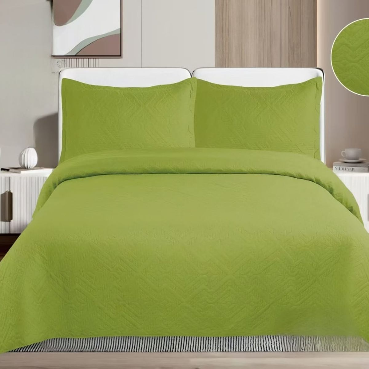 GENERICO - Quilt de Verano King Color Verde Manzana TF