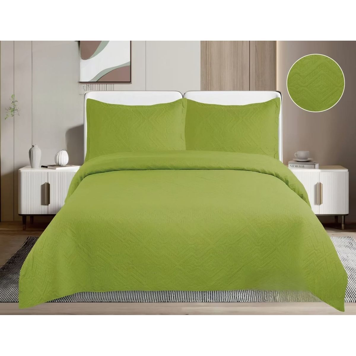GENERICO - Quilt de Verano King Color Verde Manzana TF