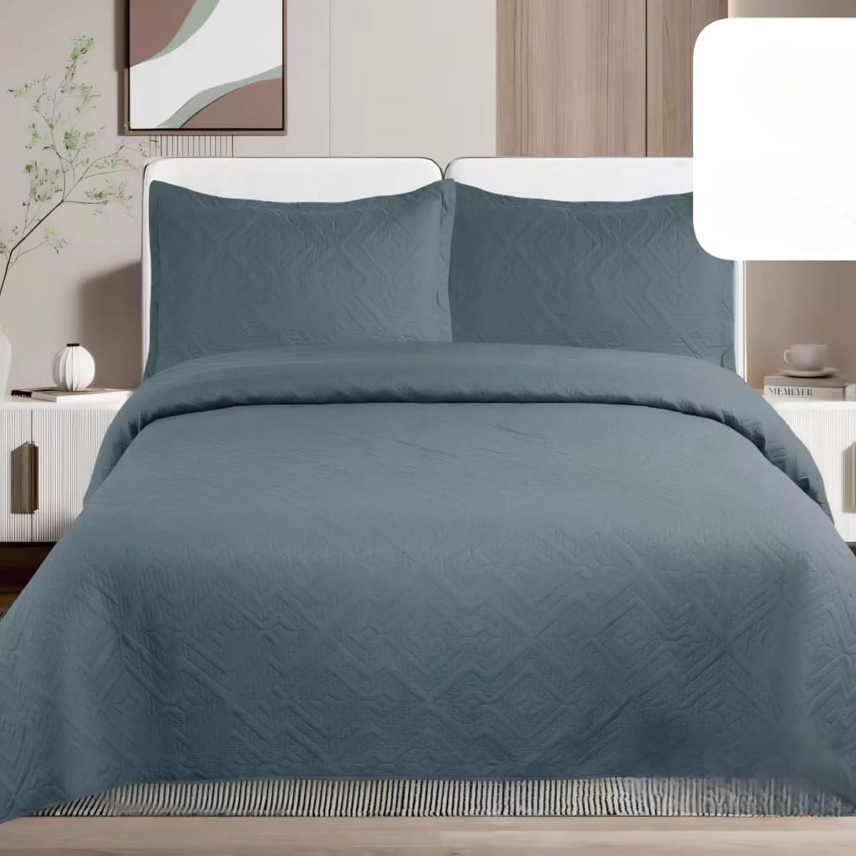 GENERICO - Quilt de Verano King Color Gris Oscuro TF