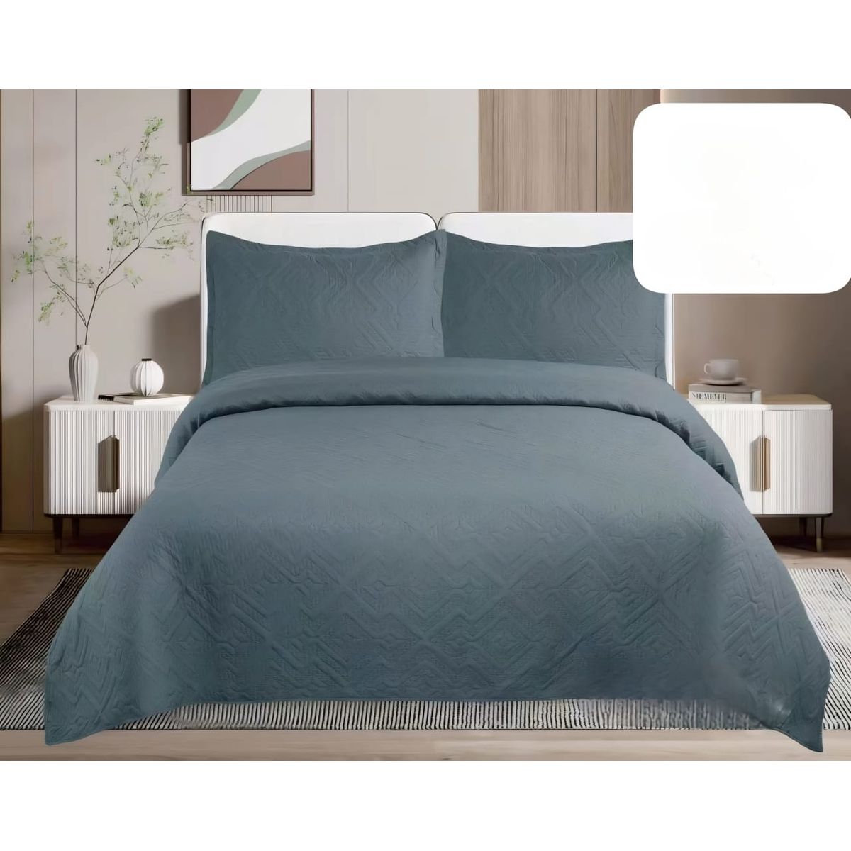 GENERICO - Quilt de Verano King Color Gris Oscuro TF