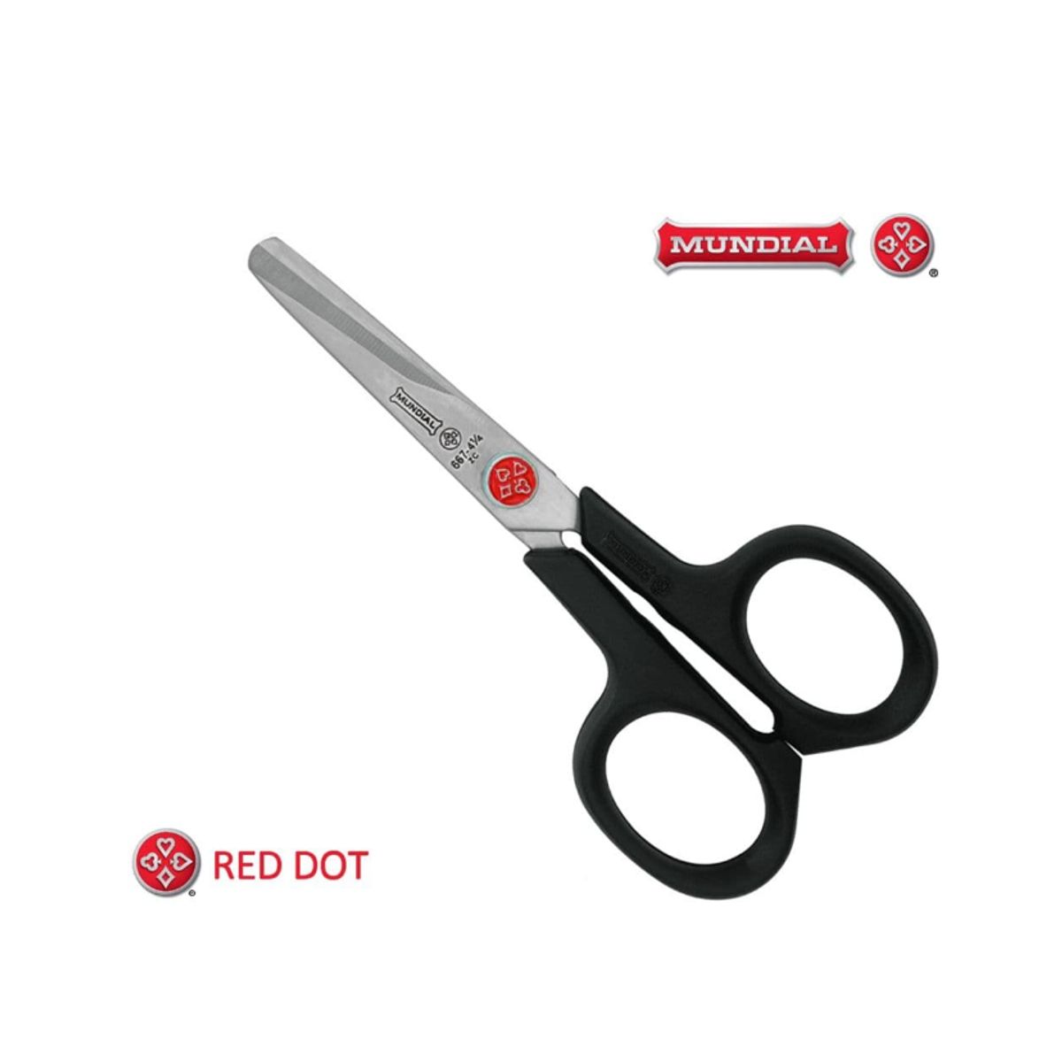 MUNDIAL - Tijera Escolar Punto Rojo 667 Mundial 4 1/4