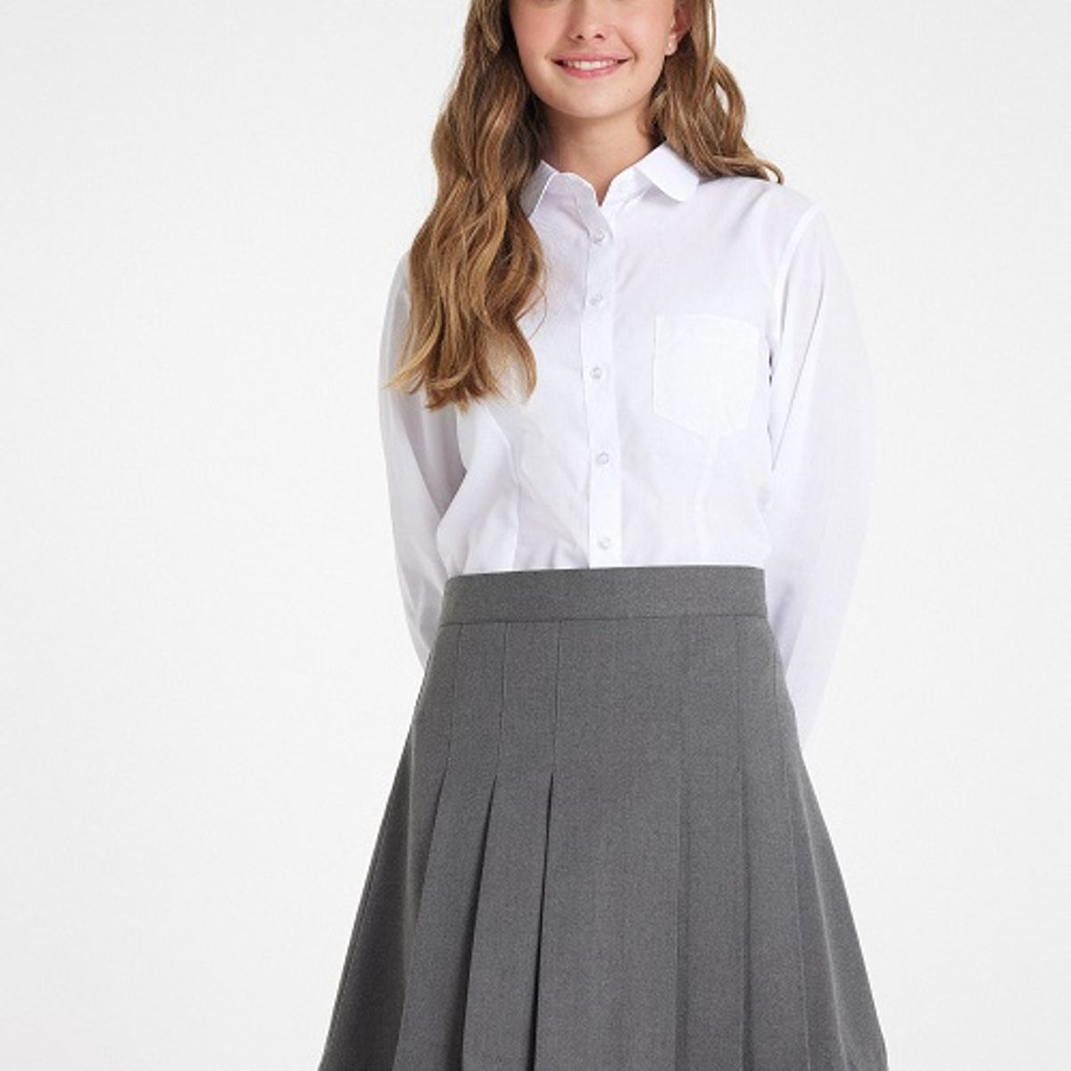 JAYSON - Blusa niña blanca polera Manga larga cuello redondo Juvenil Escolar