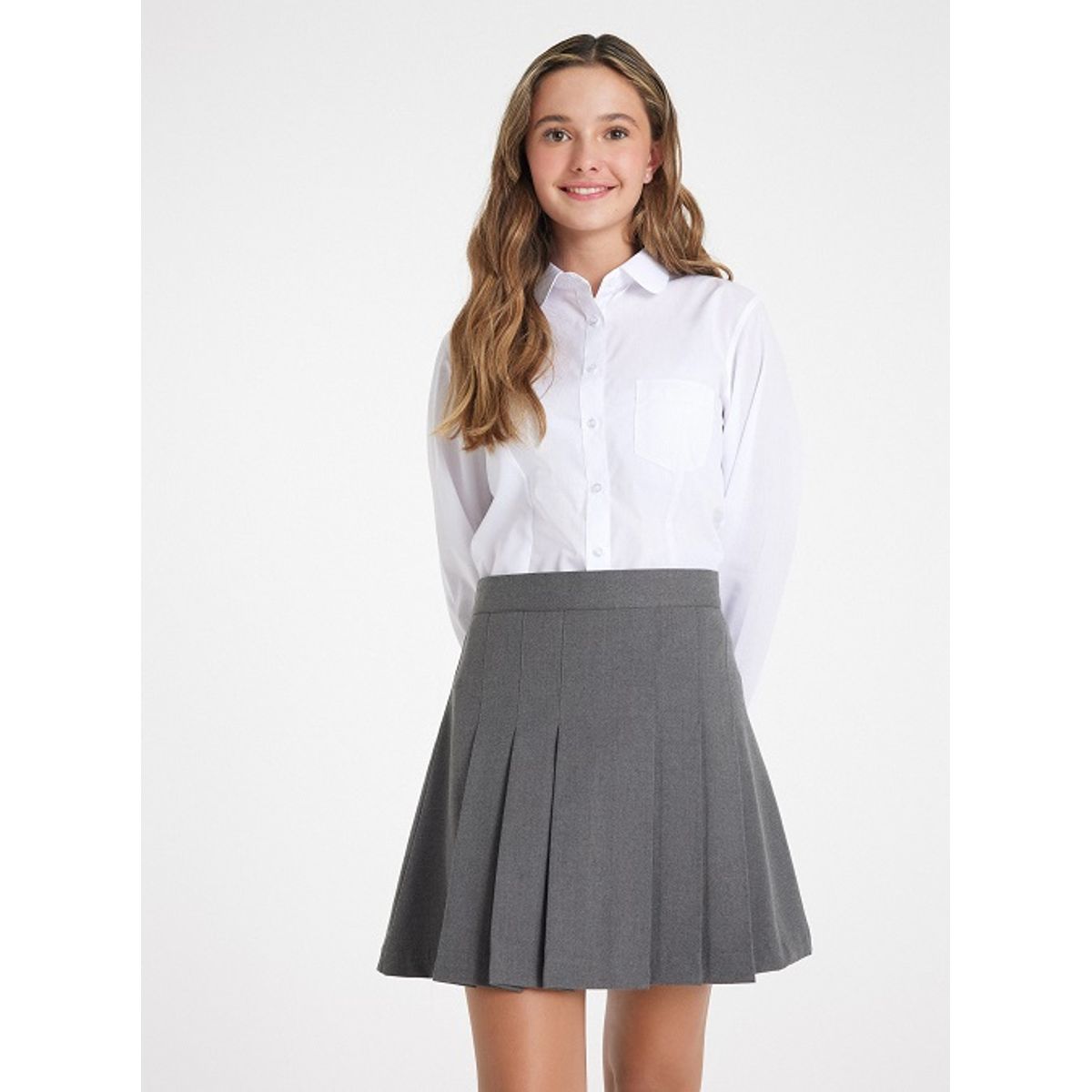 JAYSON - Blusa niña blanca polera Manga larga cuello redondo Juvenil Escolar