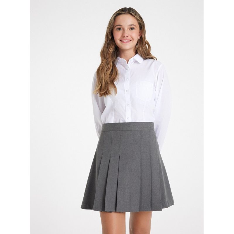 JAYSON - Blusa niña blanca polera Manga larga cuello redondo Juvenil Escolar