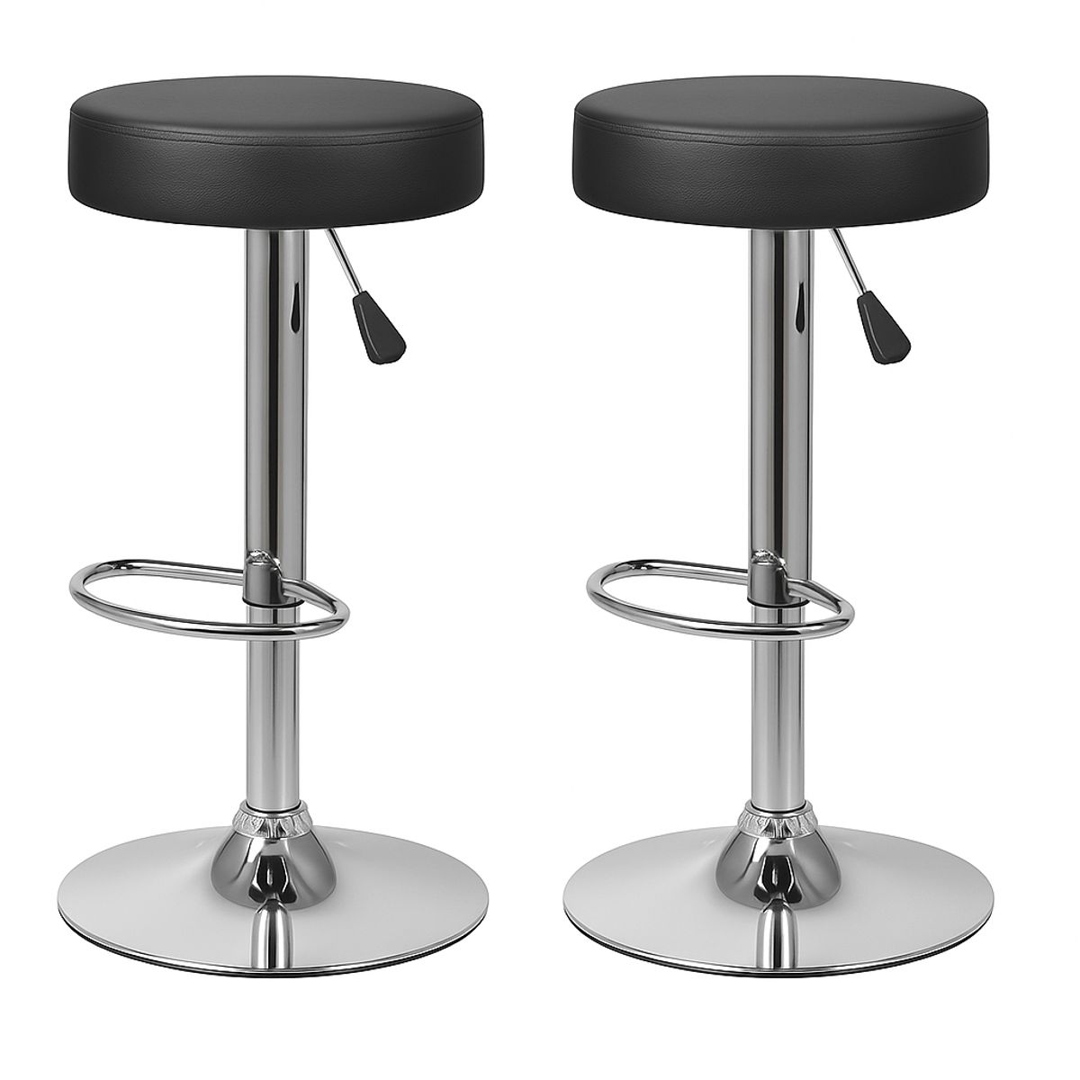MOBOI - Pack 2 Taburetes Piso Bar Altura Regulable Negros