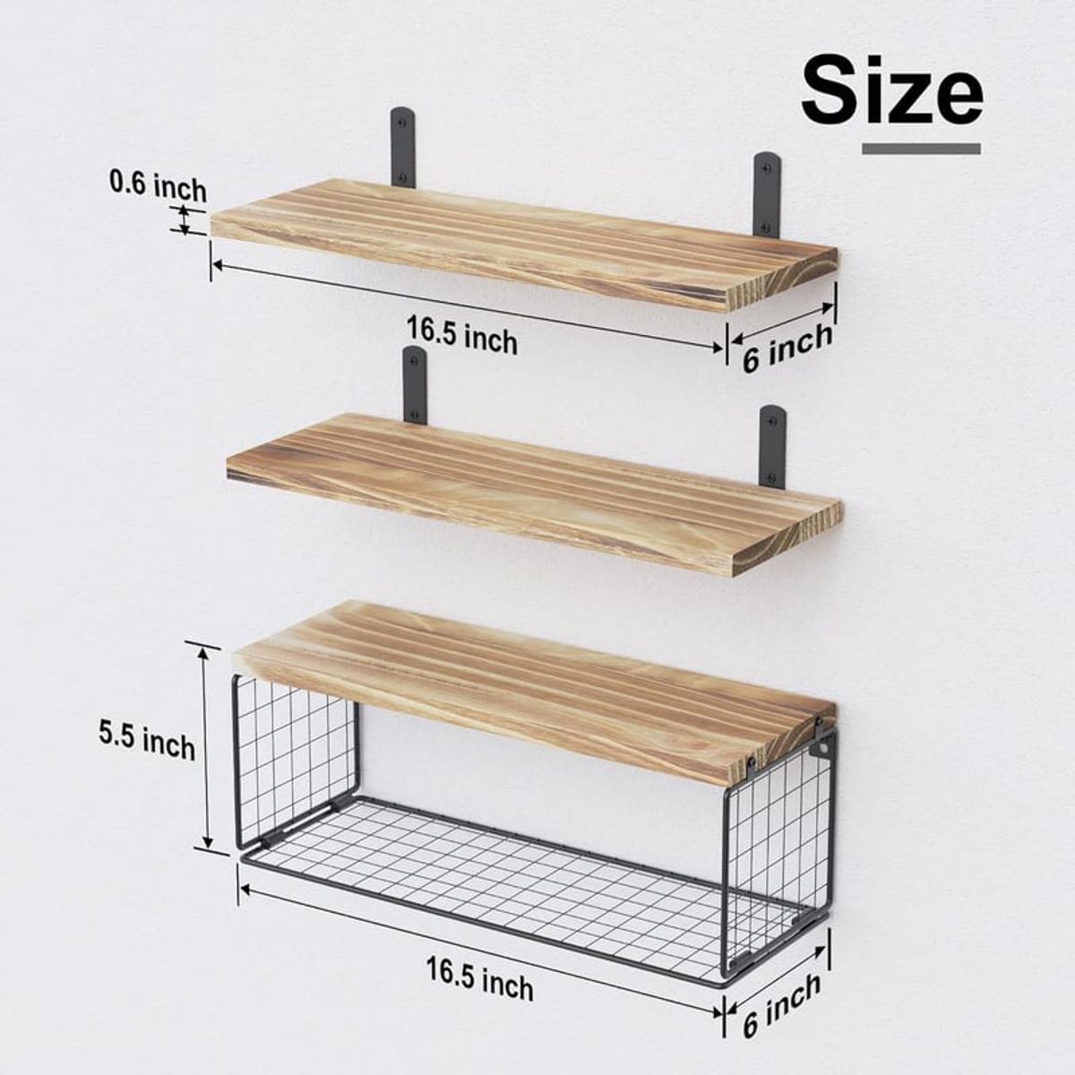 BITART - Repisas Flotantes De Madera con Estante Para Papel Café natural