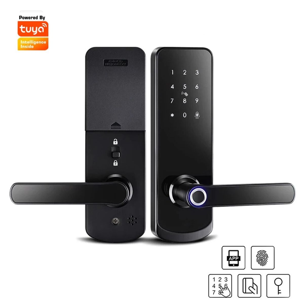 GENERICO - Cerradura inteligente A230N WI-FI Derecha +  5050 Negra  nickel