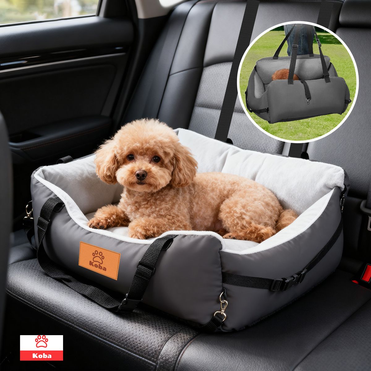 KOBA - Cama Mascota Portatil Tipo Asiento De Auto Para Perros Gatos