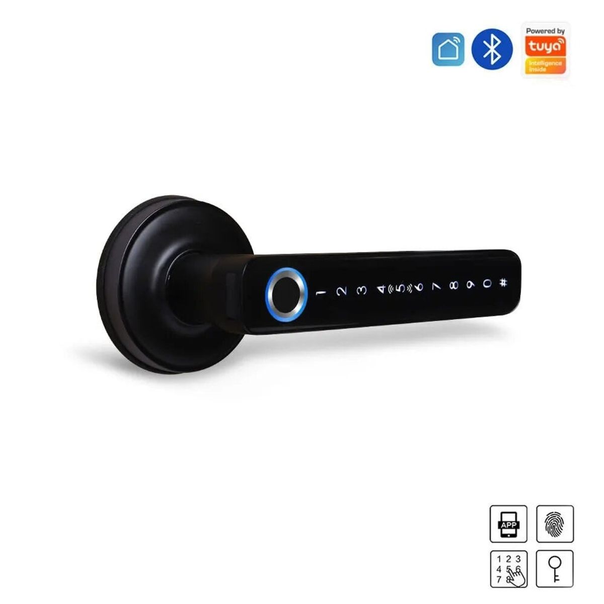 GENERICO - Cerradura inteligente H168 Bluetooth + 5572 Negra nickel