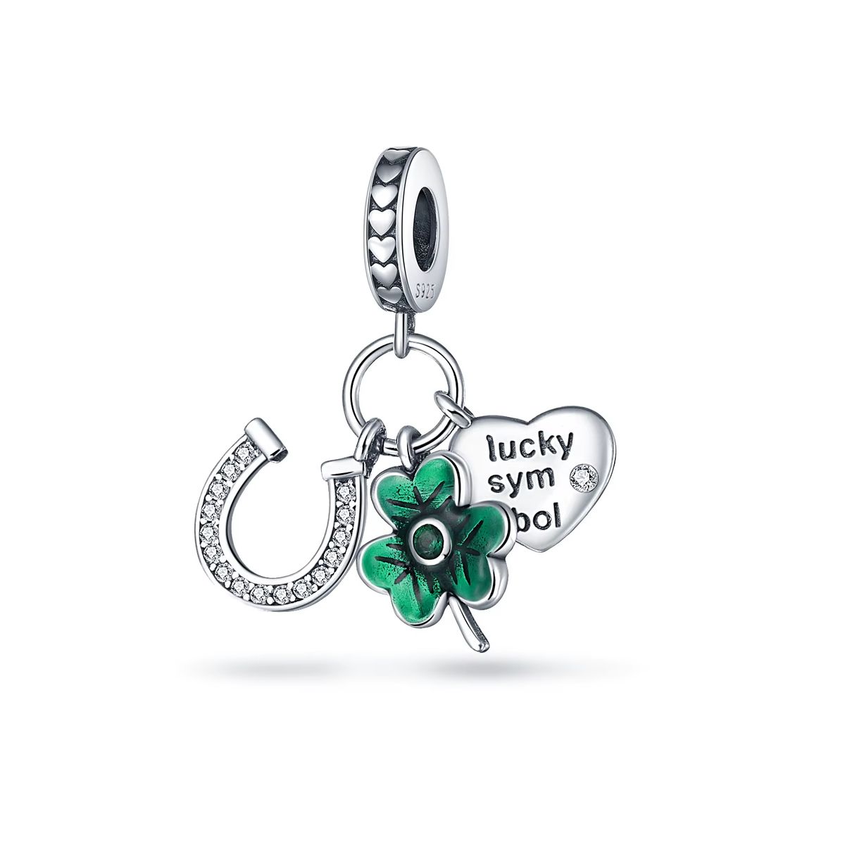 SILVER HEART - Charm Triple Suerte Lucky Symbol en Plata Fina 925 SILVER HEART