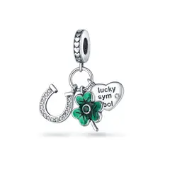 SILVER HEART - Charm Triple Suerte Lucky Symbol en Plata Fina 925