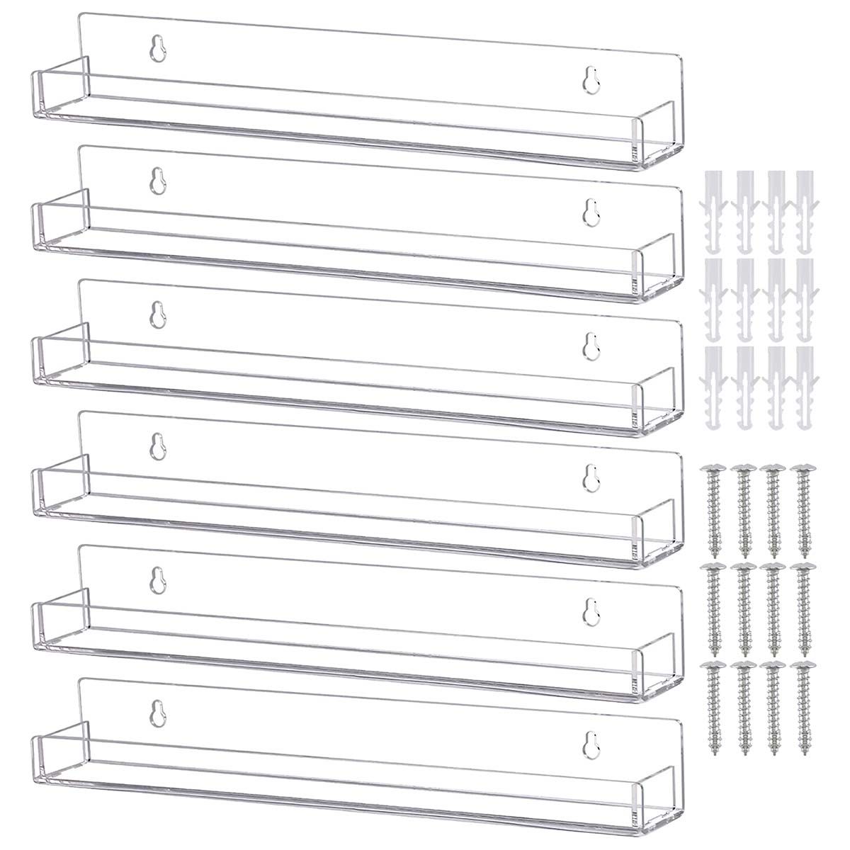 DEKANO - 6 Pz Acrílico Estantes Flotantes Porta Esmaltes Uñas 38cm