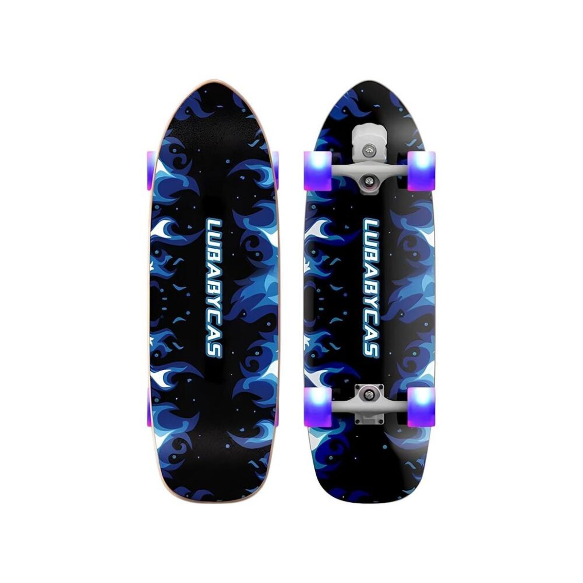 LUBABYCAS - Skate Patineta De Madera Con Luces Freestyle Azul LuBabycas