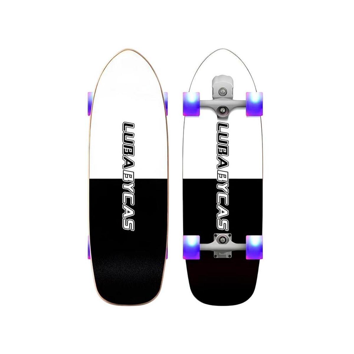 LUBABYCAS - Skate Patineta De Madera Con Luces Negra LuBabycas