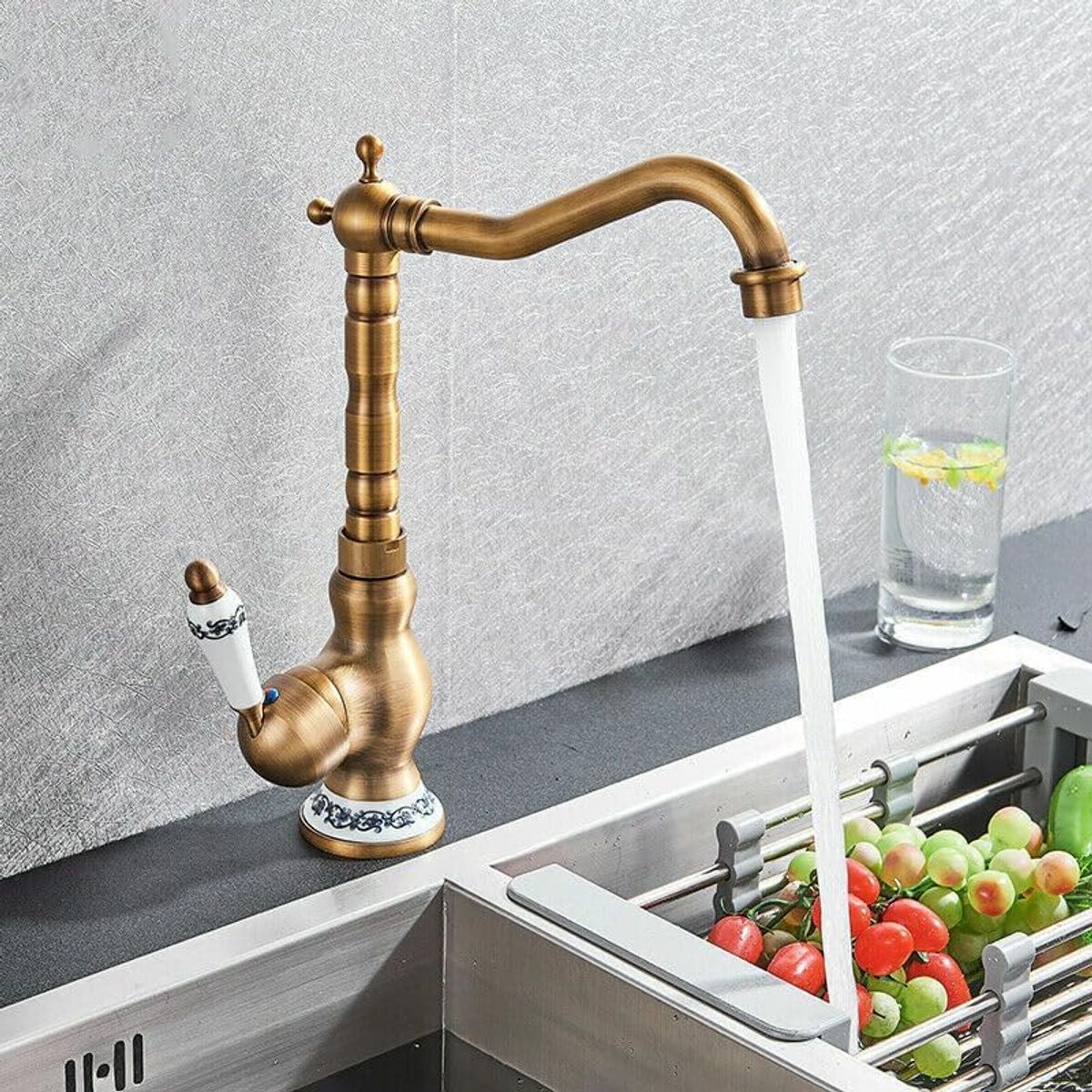 BITART - Grifería de Lavaplatos y Cocina de Cobre Estilo de Calabaza Cerámica