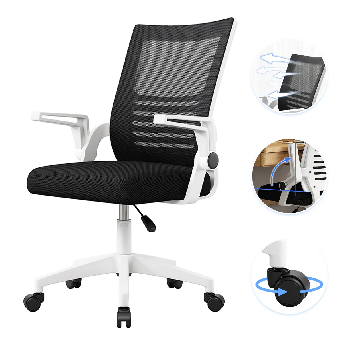 VIDITA - Silla De Escritorio Emilia Oficina Ergonomica Acolchada Blanca