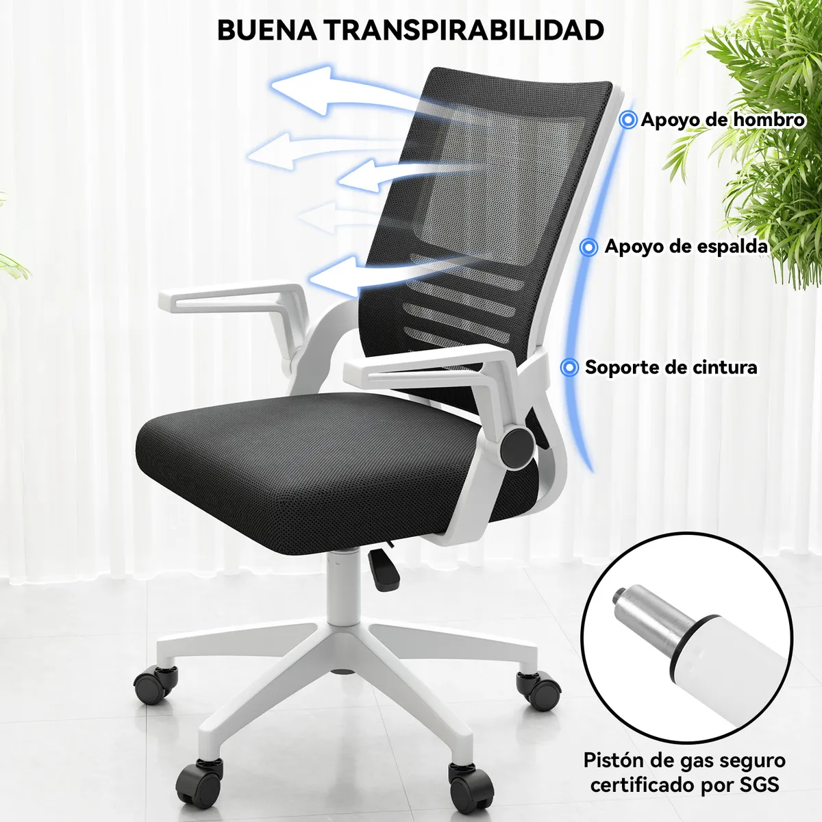 VIDITA - Silla De Escritorio Emilia Oficina Ergonomica Acolchada Blanca