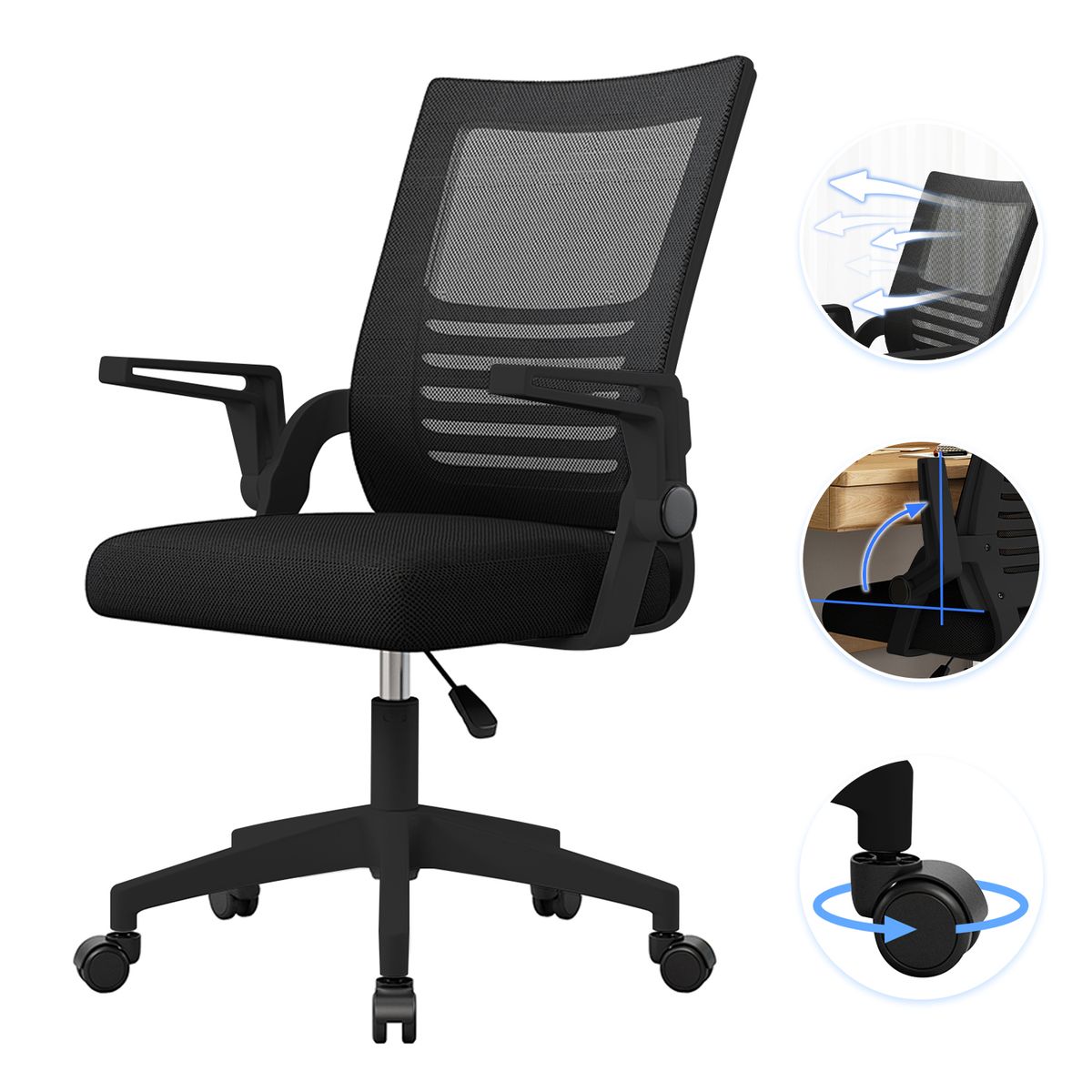 VIDITA - Silla De Escritorio Emilia Oficina Ergonomica Acolchada Color Negro