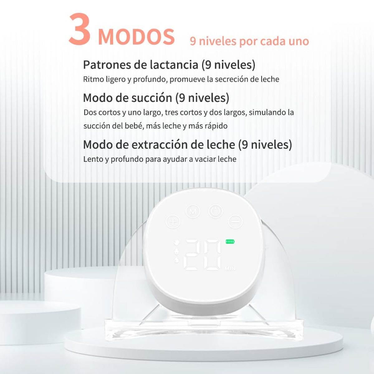 ZSPK - Extractor de Leche Inalámbrico Sacaleche Eléctrico manos libres 3 modos 9 niveles