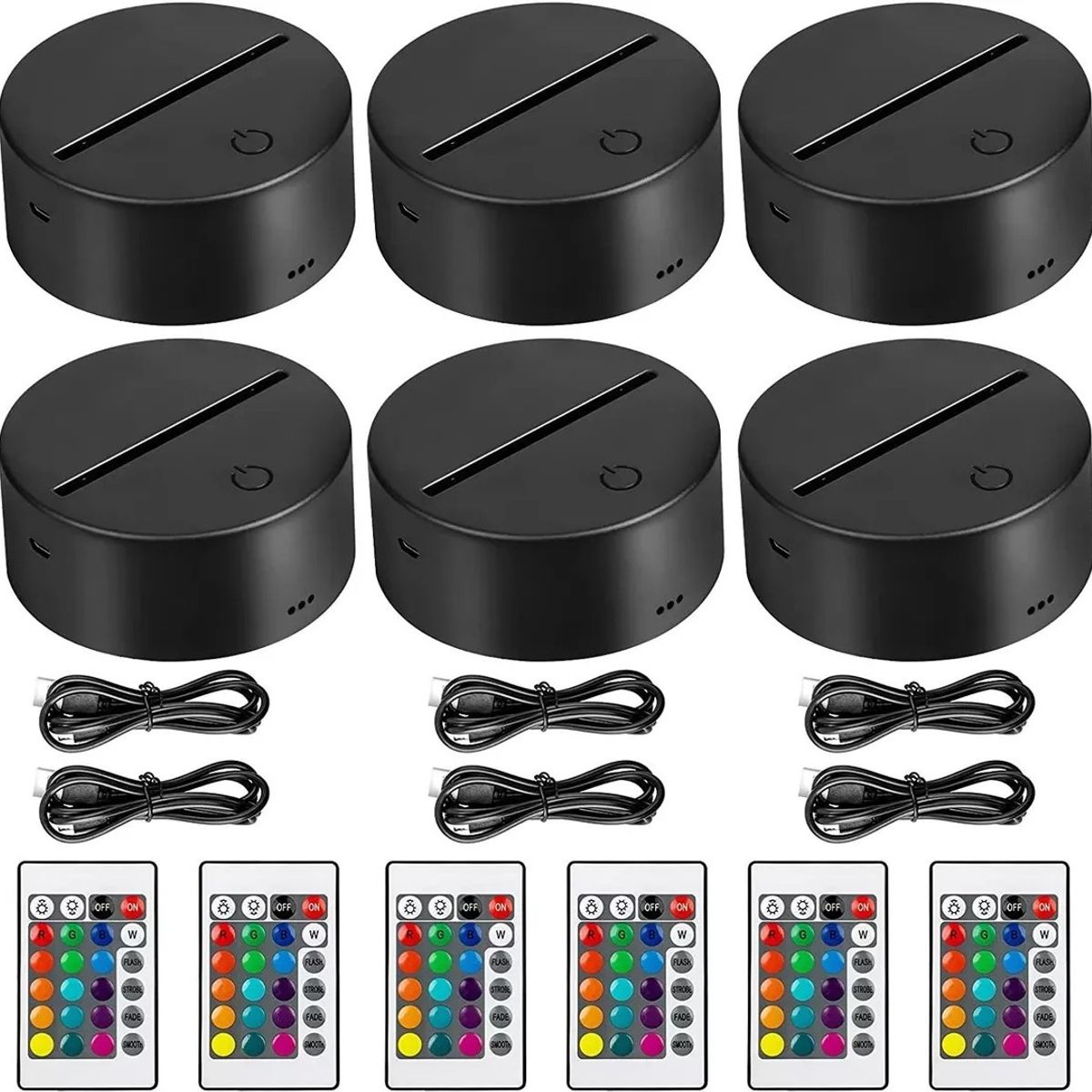 KUANGYE - Base Lampara 3d 16 Colores + Cable Usb + Control Pack De 12