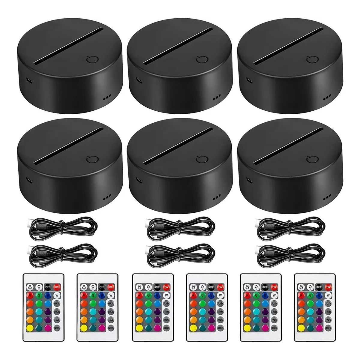 KUANGYE - Base Lampara 3d 16 Colores + Cable Usb + Control Pack De 12
