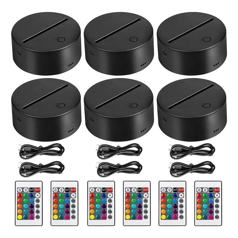 KUANGYE - Base Lampara 3d 16 Colores + Cable Usb + Control Pack De 12