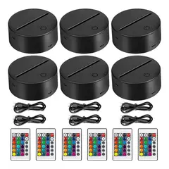 KUANGYE - Base Lampara 3d 16 Colores + Cable Usb + Control Pack De 12