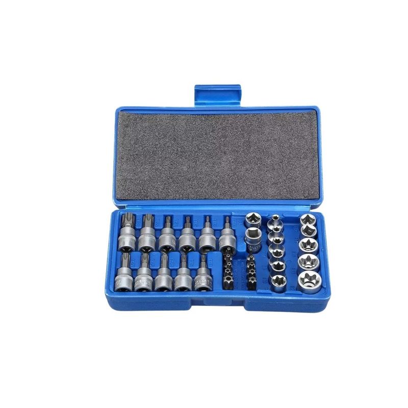 GENERICO - Juego Dados Torx Estrella Hembra Macho 34 Piezas